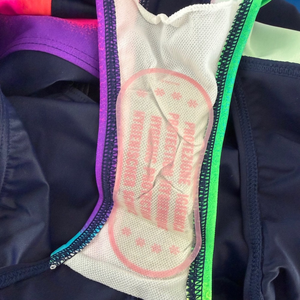 Vintage Garupa Swimsuit One Piece Swim Navy Blue Pink Vibrant Colors Back NEW‎ - Picture 9 of 9